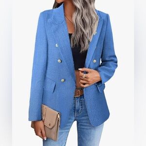 Mina Self Blue Tweed Blazer